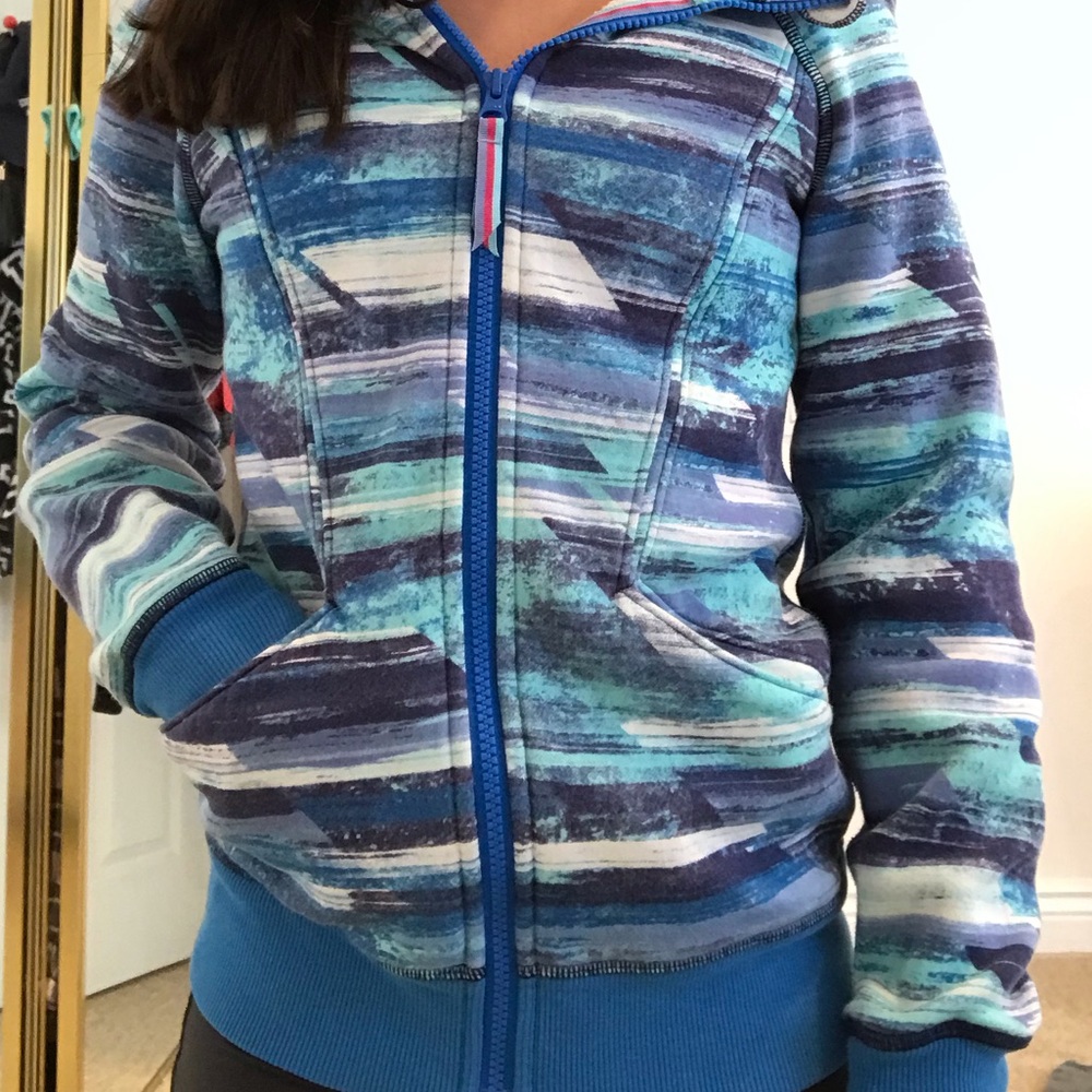 Ivivva Blue Pattern Zip Up Hoodie